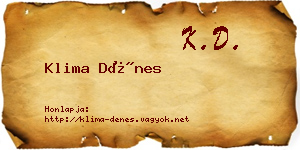Klima Dénes névjegykártya